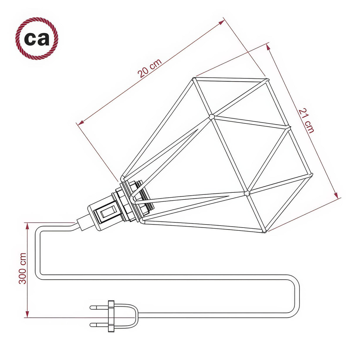 Table Snake - Lampada plug-in con paralume a gabbia Diamond - Bianco